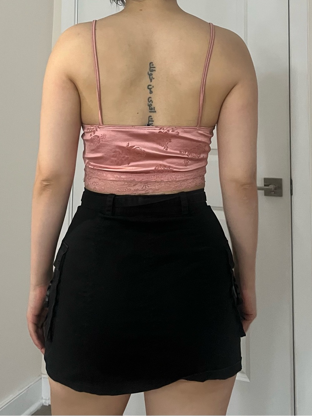 Motel Rocks Rose Pink Satin Lace Crop Cami
